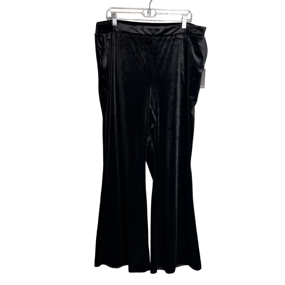 Eloquii Velvet Flare Leg Pant Size 16 Black Pull On Boho Hippie Festival NWT